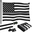 thumbnail image 1 of G128 Combo Pack: Flag Pole 6 FT Black Tangle Free & Thin Gray Line Flag 3x5 FT Brass Grommets Printed Polyester (Flag Included) Aluminum Flag Pole, 1 of 9