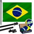 thumbnail image 1 of G128 Combo Pack: Flag Pole 6Ft Black Tangle Free & Brazil Brazilian Flag 3x5FT Double Sided Embroidered, 1 of 9