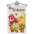 thumbnail image 1 of G128 Combo Pack Garden Flag Hanger 14IN & Garden Flag Welcome Gnome with Flowers 12x18IN Printed Double Sided Blockout Fabric, 1 of 9