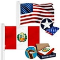 thumbnail image 1 of G128 Combo Pack: USA American Flag 3x5 Ft Embroidered Stars & Peru (Peruvian) Flag 3x5 Ft Double-sided Embroidered 210D, 1 of 7