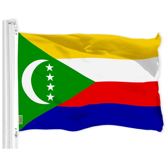 G128 Comoros Comorian Flag | 3x5 Ft | LiteWeave Pro Series Printed 150D Polyester | Country Flag, Indoor/Outdoor, Vibrant Colors, Brass Grommets
