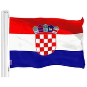 G128 - Croatia Croatian Flag 3x5 ft Printed Brass Grommets 150D Quality Polyester Flag Indoor/Outdoor - Much Thicker More Durable Than 100D 75D Polyester