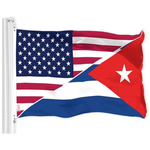 G128 Cuba USA Friendship Flag | 3x5 Ft | LiteWeave Pro Series Printed 150D Polyester | Cuban American Flag, Indoor/Outdoor, Vibrant Colors, Brass Grommets