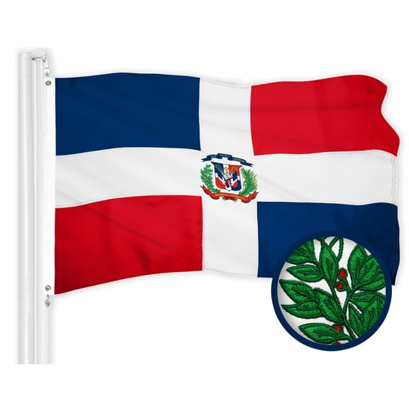 G128 Dominican Republic Flag | 3x5 Ft | ToughWeave Series Embroidered 300D Polyester | Country Flag, Embroidered Design, Indoor/Outdoor, Brass Grommets