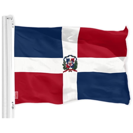 G128 Dominican Republic Flag, 3x5 ft, Printed 150D Polyester, Vibrant Color, Brass Grommets, Outdoor