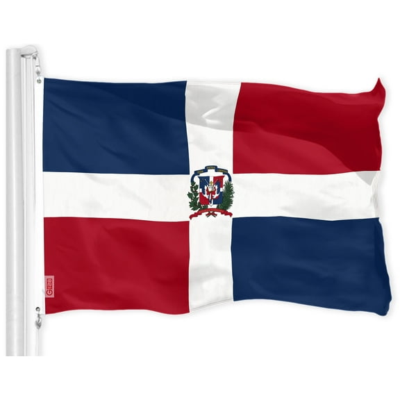 G128 Dominican Republic Flag, 3x5 ft, Printed 150D Polyester, Vibrant Color, Brass Grommets, Outdoor