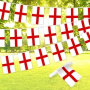 G128 England Buntings Flag 8.2 x 5.5 In English Banner, 33 ft String Printed 150D Polyester, School, Festival, Sports