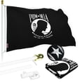 thumbnail image 1 of G128 Flag Pole 5 FT White Tangle Free & POW MIA Flag Emb 2x3 FT Combo Embroidered Spun Polyester, 1 of 5