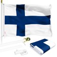 thumbnail image 1 of G128 Flag Pole 6FT White Tangle Free & Finland Finnish Flag 3x5FT Combo Printed 150D Polyester, 1 of 9