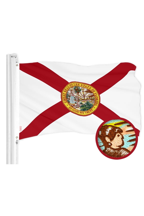 Florida FL State Flag | 2.5x4 Ft | ToughWeave Series Embroidered 210D Polyester | Embroidered Design, Indoor/Outdoor, Vibrant Colors, Brass Grommets