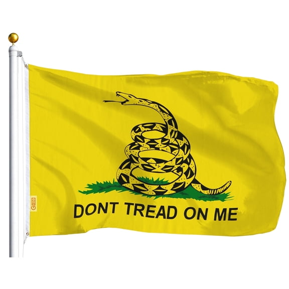G128 Gadsden Flag Don't Tread On Me Rattlesnake Banner 3x5ft Polyester with Brass Grommets Double-Stitched
