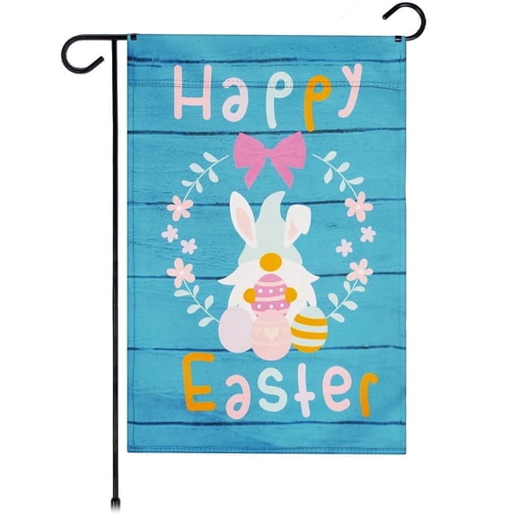 G128 Double Sided 12"x18" Gnome with Eggs Easter Garden Flag Polyester Holiday Outdoor Decoration