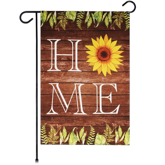 G128 Garden Flag Home Sunflower on Rustic Wood 12"x18"
