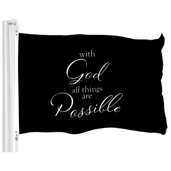 G128 With God All Things Possible Bible Verses Flag | 3x5 Ft | LiteWeave Pro Series Printed 300D Polyester | Indoor/Outdoor, Vibrant Colors, Brass Grommets