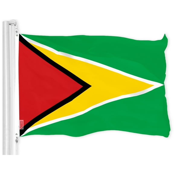 G128 Guyana Guyanese Flag | 3x5 Ft | LiteWeave Pro Series Printed 150D Polyester | Country Flag, Indoor/Outdoor, Vibrant Colors, Brass Grommets, Thicker and More Durable Than 100D 75D Polyester