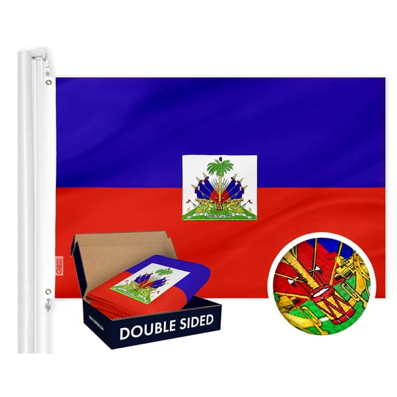 G128 Haiti Haitian Flag 3x5FT Double Sided Embroidered 210D Polyester