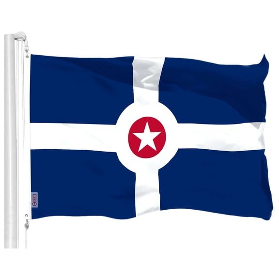 G128 Indianapolis Flag | 3x5 Ft | LiteWeave Pro Series Printed 150D Polyester | City Flag, Indoor/Outdoor, Vibrant Colors, Brass Grommets