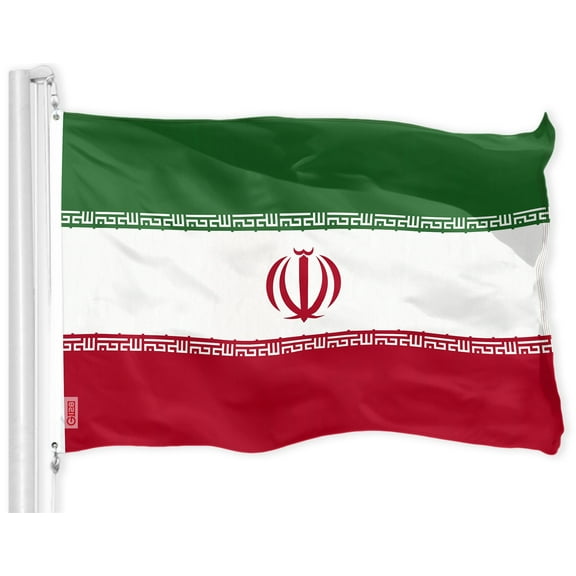 G128 - Iran Flag 3x5 ft Printed Brass Grommets 150D Quality Polyester Flag Indoor/Outdoor - Much Thicker and More Durable than 100D and 75D Polyester