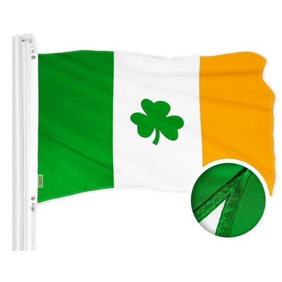 G128 2.5x4 ft Ireland Irish Shamrock Flag ToughWeave Series Embroidered 300D Polyester Embroidered