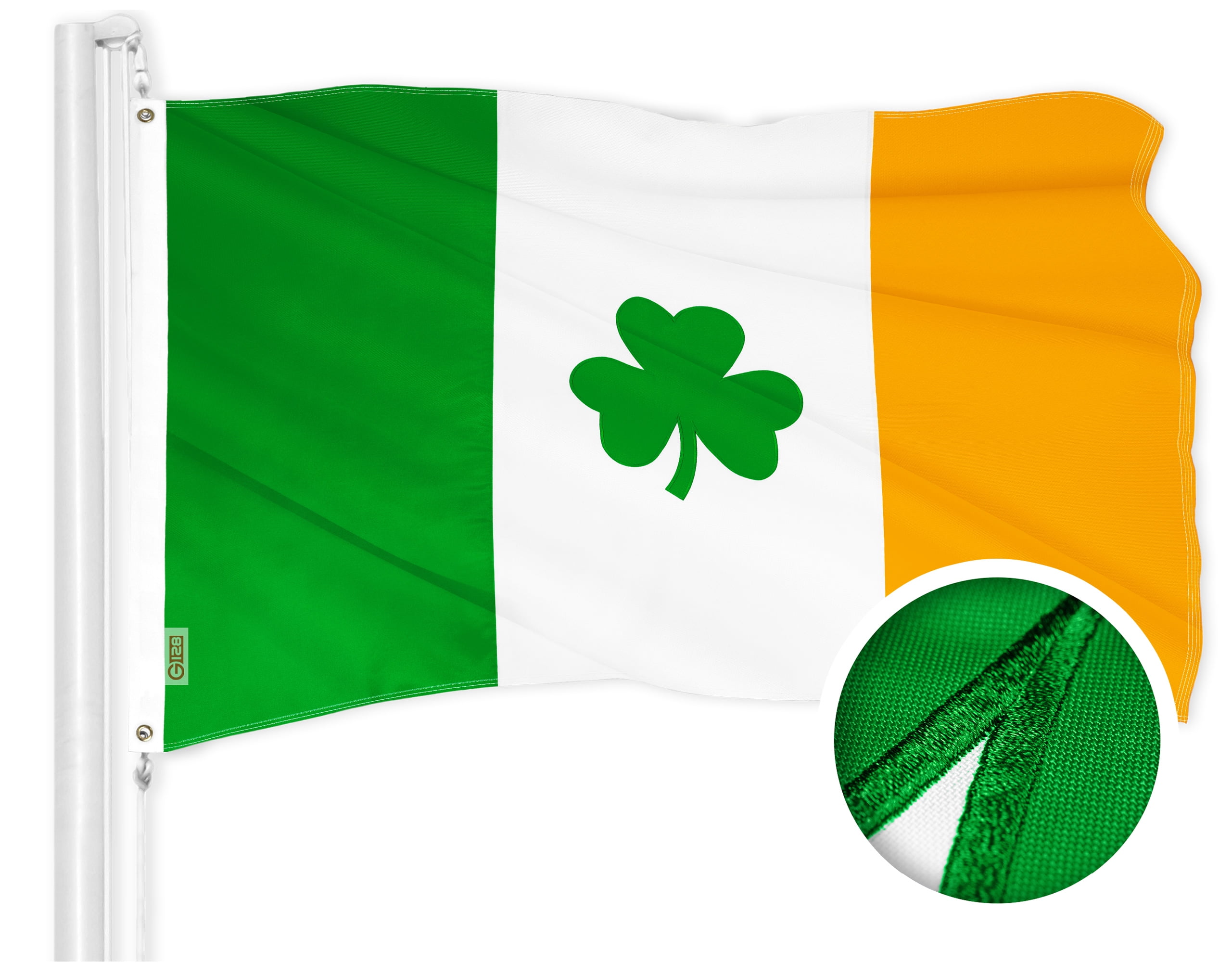 G128 – Irish Flag (Shamrock) | 3x5 feet | Embroidered