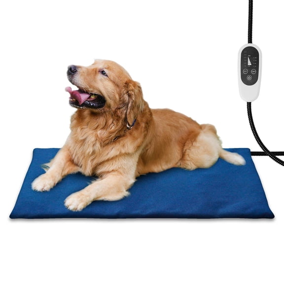 G128 Large Pet Heating Pad 35.43x23.62IN, 6 Adjustable Temperature Dog Cat Heating Pad with Timer, Waterproof Heated Cat Dog Bed with Chew Resistant Cord, Indoor Electric Large Pet Heated Mat