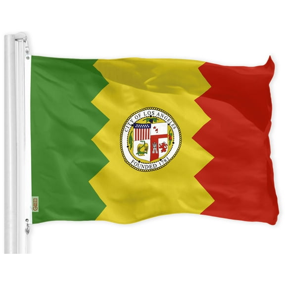 G128 – Los Angeles City Flag | 3x5 feet | Printed 150D Quality Polyester – Indoor/Outdoor, Vibrant Colors, Brass Grommets, Much Thicker More Durable than 100D 75D Polyester, Los Angeles CA California