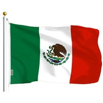 G128 Mexico Flag, 3x5 ft, Printed Polyester, Vibrant Colors, Brass Grommets, Outdoor Use