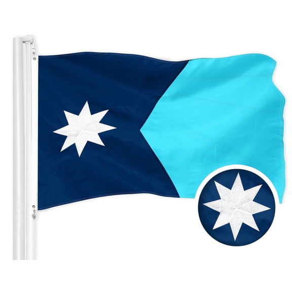 G128 Minnesota New Version MN State Flag | 3x5 Ft | ToughWeave Series Embroidered 300D Polyester | Embroidered Design, Indoor/Outdoor, Brass Grommets