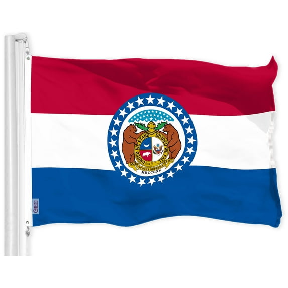 G128 Missouri MO State Flag | 3x5 Ft | LiteWeave Pro Series Printed 150D Polyester | Indoor/Outdoor, Vibrant Colors, Brass Grommets, Thicker and More Durable Than 100D 75D Polyester