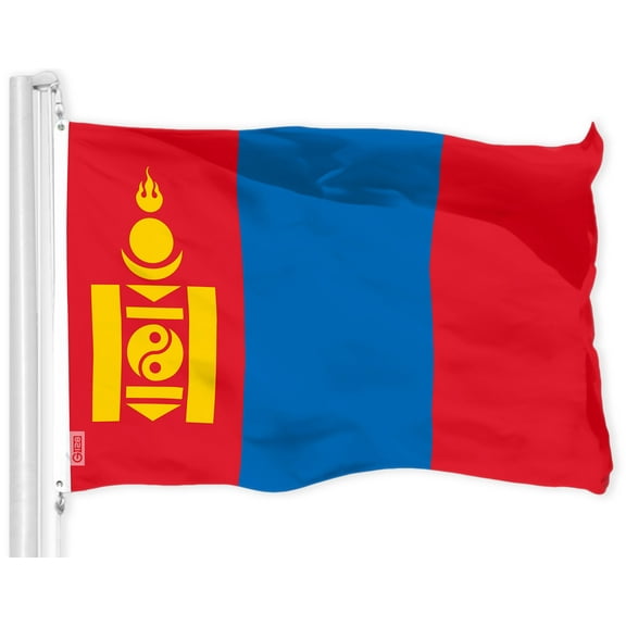 G128 Mongolia Mongolian Flag | 3x5 Ft | LiteWeave Pro Series Printed 150D Polyester | Country Flag, Indoor/Outdoor, Vibrant Colors, Brass Grommets, Thicker and More Durable Than 100D 75D Polyester
