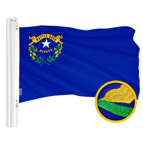 G128 Nevada State Flag | 3x5 Ft | ToughWeave Series Embroidered 300D Polyester | Embroidered Design, Indoor/Outdoor, Brass Grommets