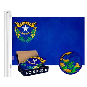 G128 Nevada State Flag | 3x5 feet | Double Sided Embroidered 210D Indoor/Outdoor, Brass Grommets, Heavy Duty Polyester, 2-ply