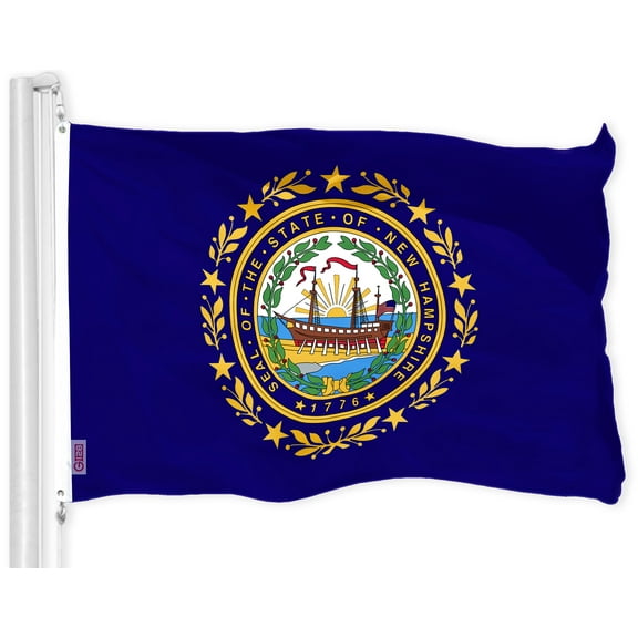G128 New Hampshire NH State Flag | 3x5 Ft | LiteWeave Pro Series Printed 150D Polyester | Indoor/Outdoor, Vibrant Colors, Brass Grommets, Thicker and More Durable Than 100D 75D Polyester
