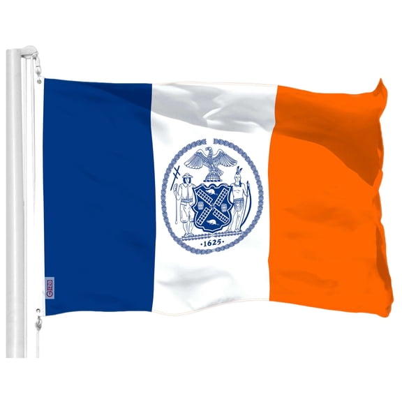 G128 New York Flag | 3x5 Ft | LiteWeave Pro Series Printed 150D Polyester | City Flag, Indoor/Outdoor, Vibrant Colors, Brass Grommets