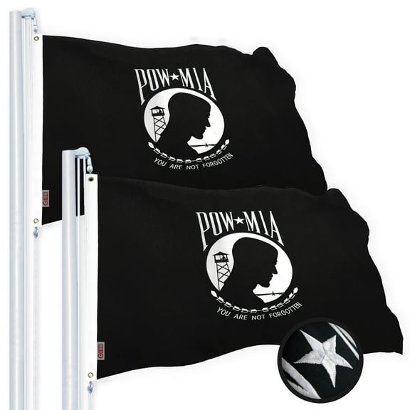 G128 POW MIA Flag 2.5x4 FT 2-Pack Embroidered Spun Polyester