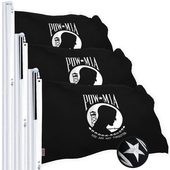 G128 POW MIA Flag 4x6 FT 3-Pack Embroidered Spun Polyester