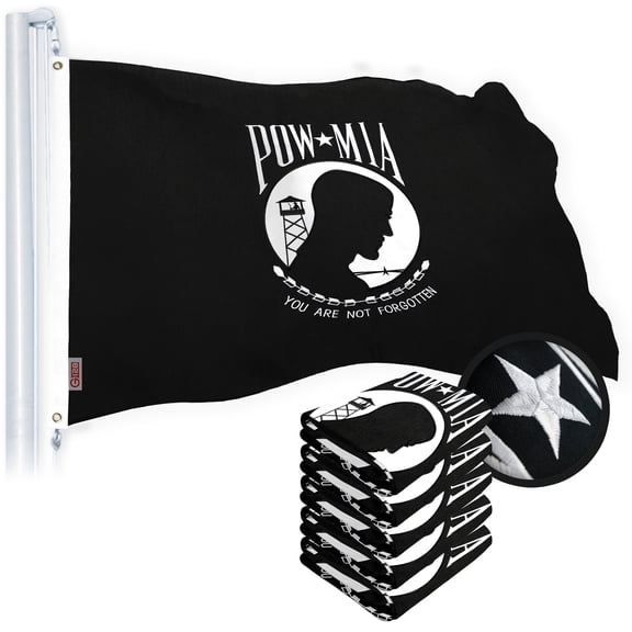 G128 POW MIA Flag 4x6 FT 5-Pack Embroidered Spun Polyester