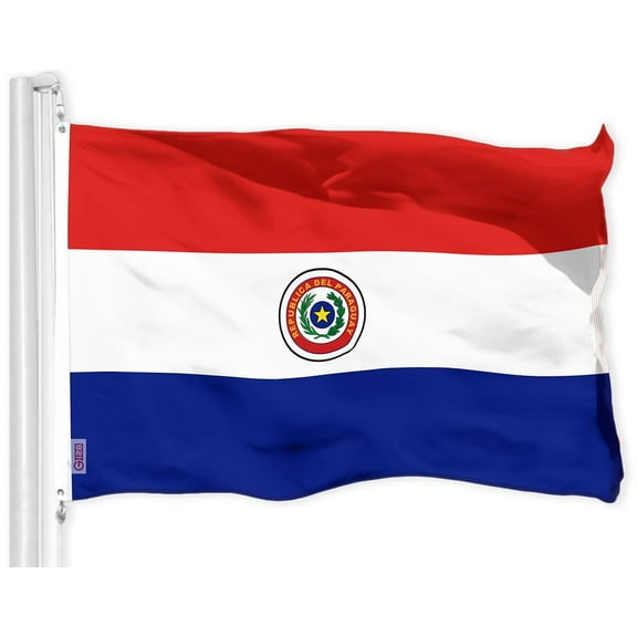 G128 Paraguay Flag, 3x5 ft, Printed 150D Polyester, Vibrant Colors, Brass Grommets, Outdoor Use