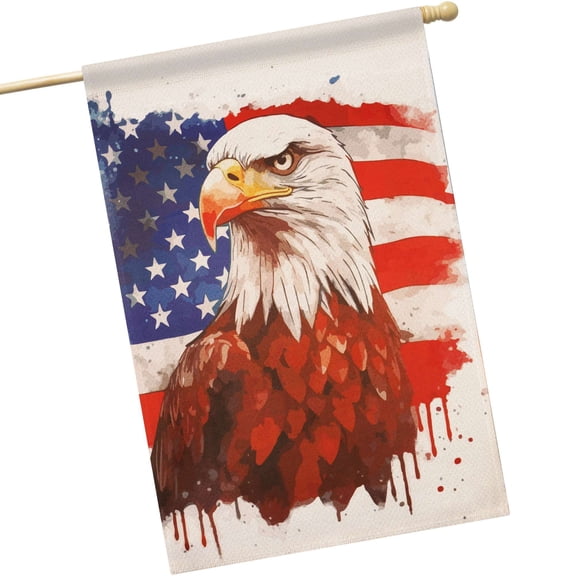 G128 Patriotic Bald Eagle Printed 28x40 In House Flag Double Sided Independence Day Yard Garden Lawn Decoration