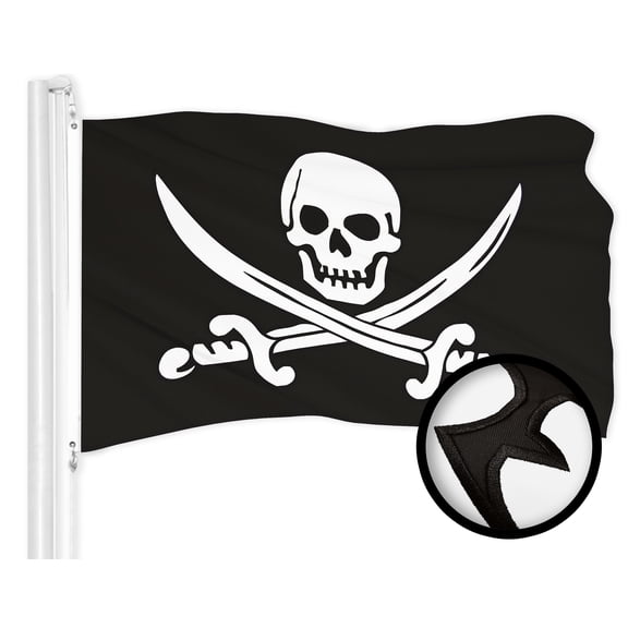 G128 Pirate Jolly Roger Swords Flag | 2x3 Ft | ToughWeave Series Embroidered 300D Polyester | Novelty Flag, Embroidered Design, Indoor/Outdoor, Brass Grommets