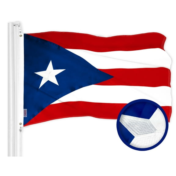 G128 Puerto Rico Puerto Rican Flag | 2x3 Ft | ToughWeave Series Embroidered 300D Polyester | Embroidered Design, Indoor/Outdoor, Brass Grommets