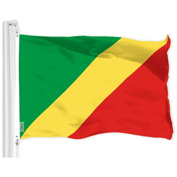 G128 Republic of the Congo Flag | 3x5 Ft | LiteWeave Pro Series Printed 150D Polyester | Country Flag, Indoor/Outdoor, Vibrant Colors, Brass Grommets
