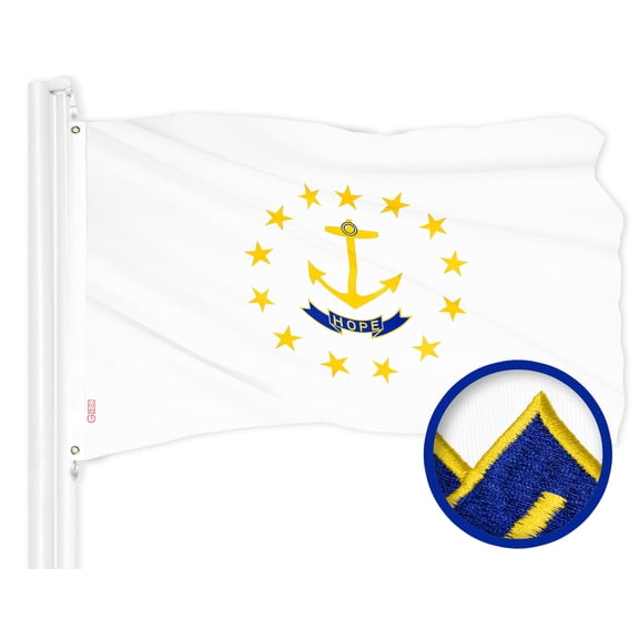 G128 Rhode Island No Golden Border Flag | 3x5 Ft | ToughWeave Series Embroidered 300D Polyester | Embroidered Design, Indoor/Outdoor, Brass Grommets
