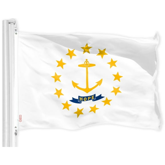 G128 Rhode Island RI State Flag | 3x5 Ft | LiteWeave Pro Series Printed 150D Polyester | Indoor/Outdoor, Vibrant Colors, Brass Grommets, Thicker and More Durable Than 100D 75D Polyester