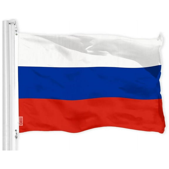 G128 Russia Russian Flag 3x5 ft Printed Brass Grommets 150D Quality Polyester Flag Indoor/Outdoor - Much Thicker and More Durable than 100D and 75D Polyester