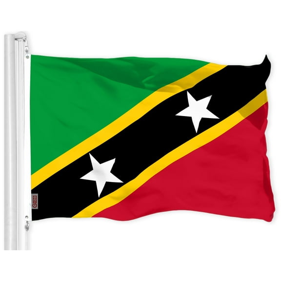 G128 Saint Kitts and Nevis Flag | 3x5 Ft | LiteWeave Pro Series Printed 150D Polyester | Country Flag, Indoor/Outdoor, Vibrant Colors, Brass Grommets, Thicker and More Durable Than 100D 75D Polyester
