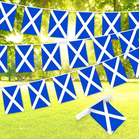 G128 Scotland Scottish Bunting Banner | Flag 8.2 x 5.5 Inch, Full String 33 Feet | Printed 150D Polyester, Decorations For Bar, School, Festival Events Celebration