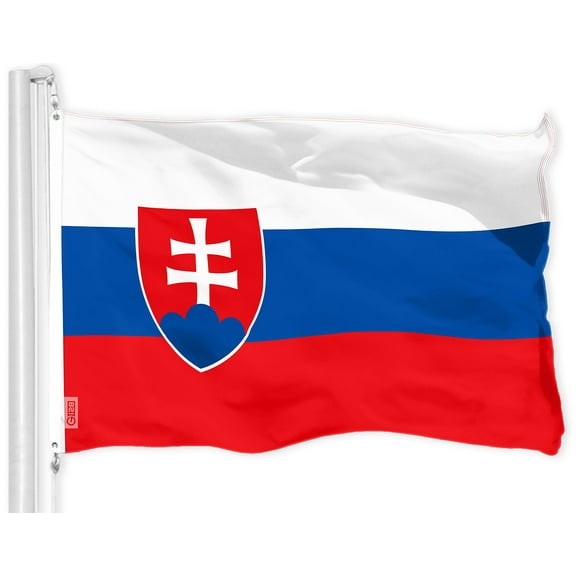 G128 Slovakia Slovak Flag | 3x5 Ft | Printed 150D Polyester - Indoor/Outdoor, Vibrant Colors, Brass Grommets, Quality Polyester, Much Thicker More Durable Than 100D 75D Polyester