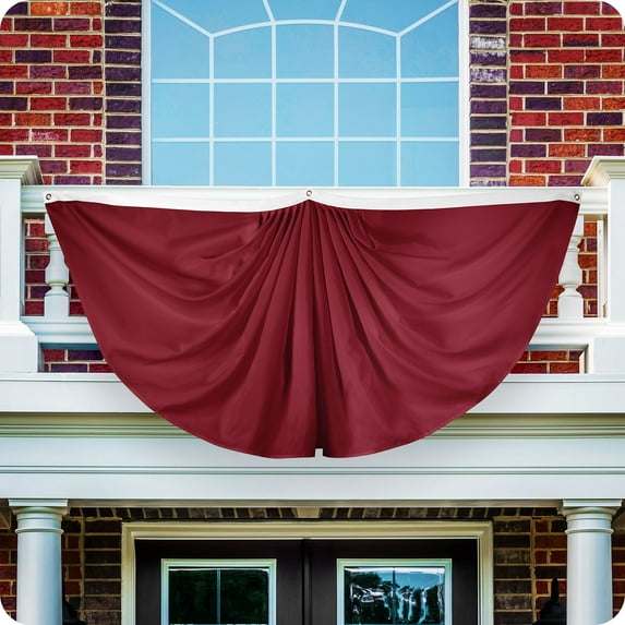 G128 Solid Burgundy Color Pleated Fan Flag | 3x6 Ft | Printed 150D Polyester | Color Fan Flag Decoration, Indoor/Outdoor, Vibrant Colors, Brass Grommets