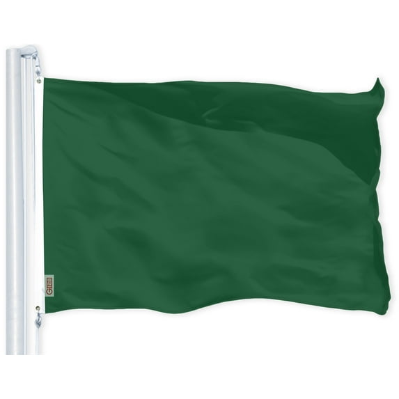 G128 Solid Dark Green Color Flag | 3x5 feet | Printed 150D – Indoor/Outdoor, Vibrant Colors, Brass Grommets, Quality Polyester, Much Thicker More Durable Than 100D 75D Polyester